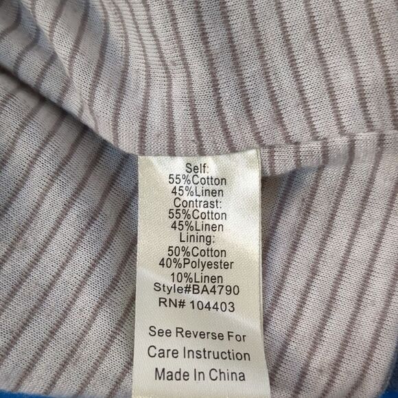 Blu Pepper Two-Tone Cream and Blue Linen Jacket Womens Size Medium - Picture 10 of 10